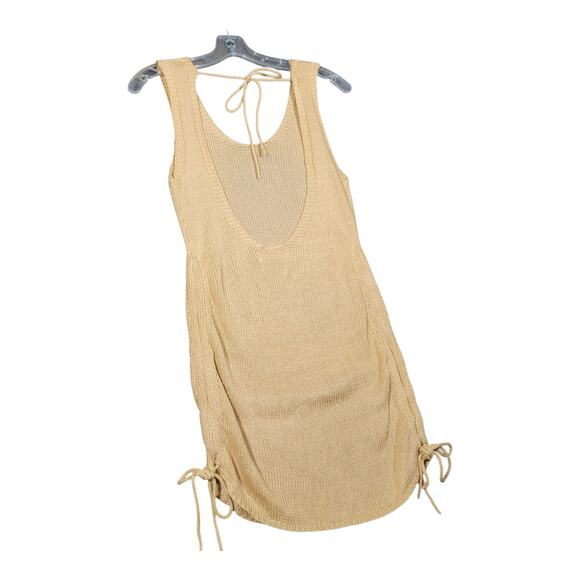 Jolie & Joy by FC Beige Knit Sleeveless Mini Dress Swim Cover Up Ruched Sides - Picture 4 of 11